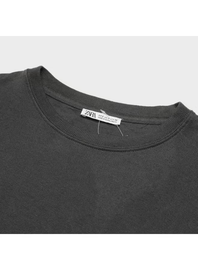 Пуловер вязаный с длинным рукавом Zara, темно-серый — фото 4