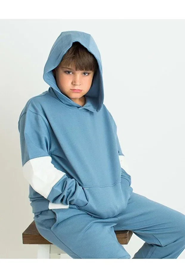 Детское худи для девочек с капюшоном хлопковое Gamer kids Organickid, Blue