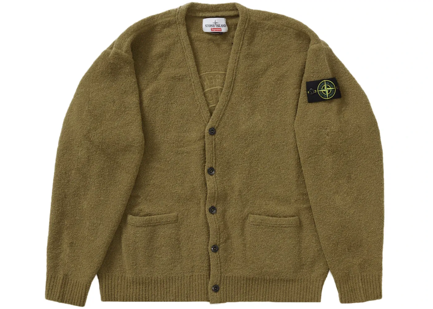 Мужской кардиган из букле Supreme Stone Island Cardigan, Olive