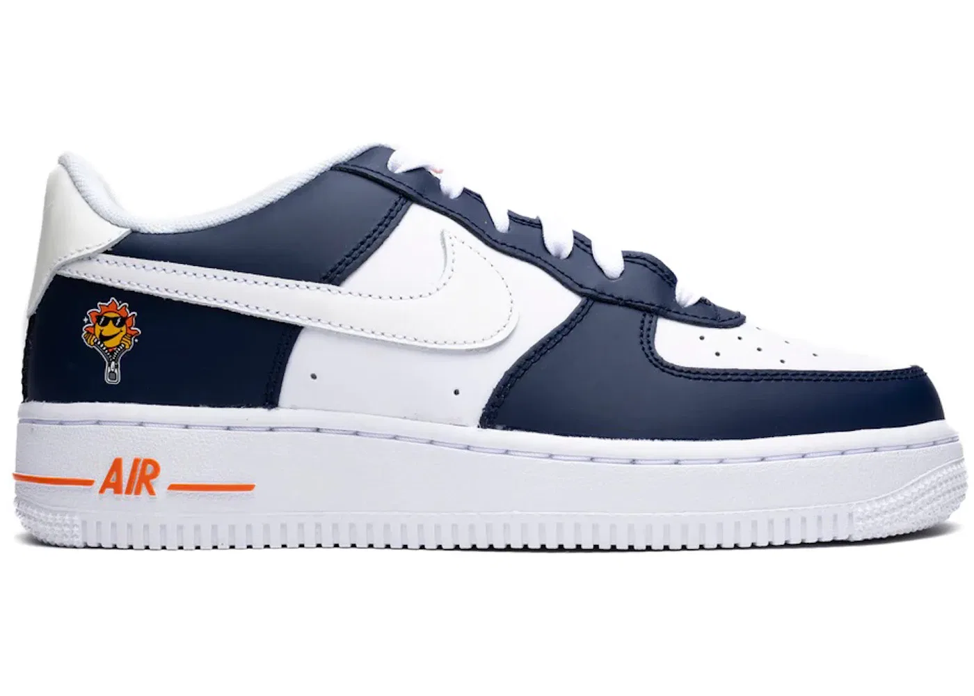 Детские кроссовки с принтом Nike Air Force 1 Low LV8 Nike, Midnight Navy White Blue Tint Safety Orange Vivid Sulfur Polar