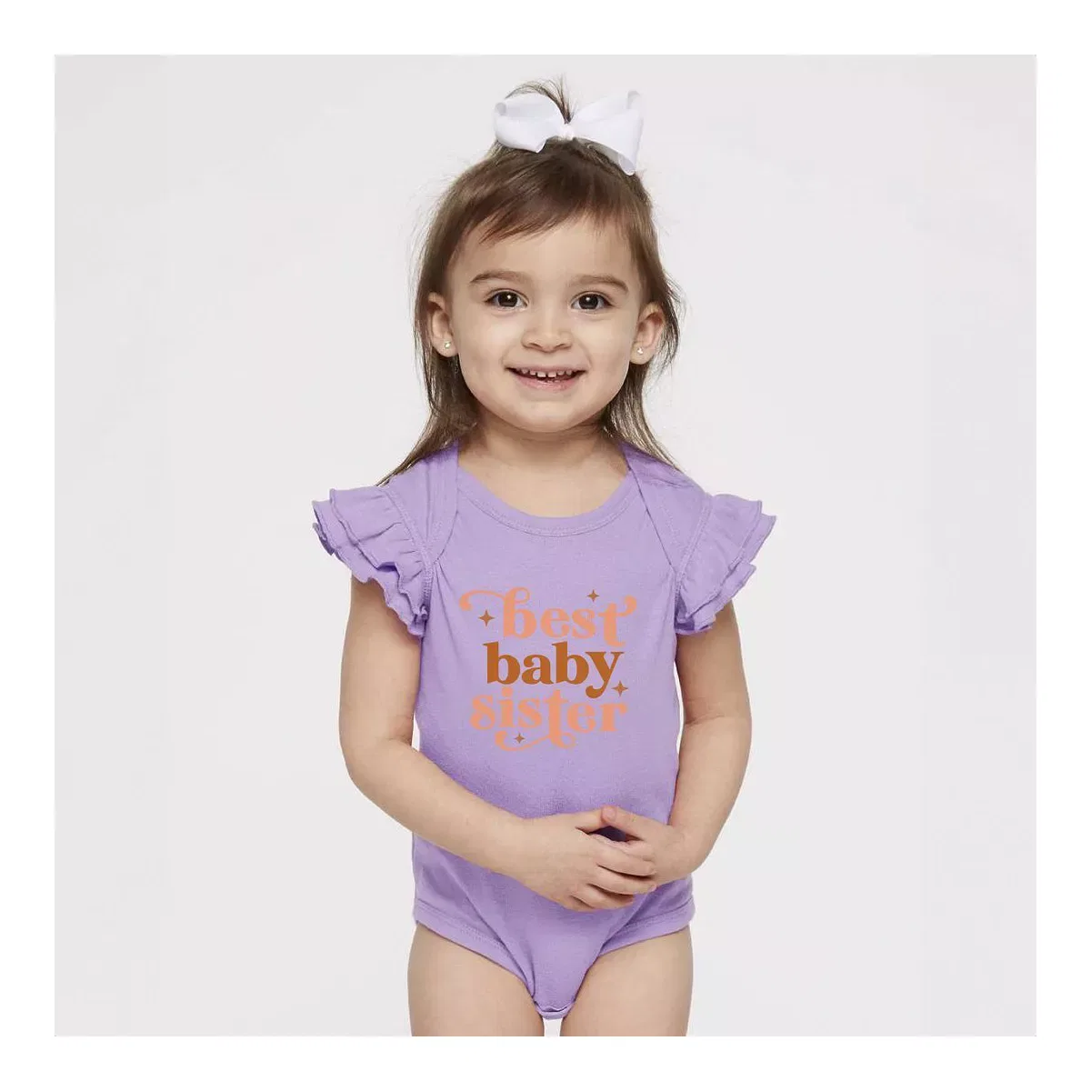 Детский боди-комбинезон с рукавом-крылышком Best Baby Sister The Juniper Shop, Lavender — фото 2