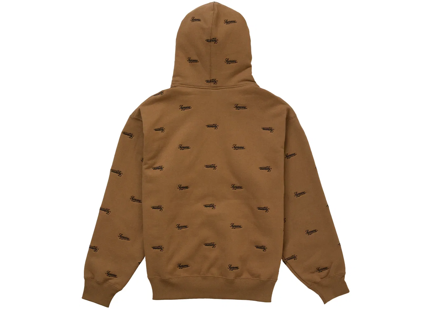 Мужская худи с длинным рукавом Supreme Repeat Script Zip Up Hooded Sweatshirt Supreme, Dark Khaki — фото 2