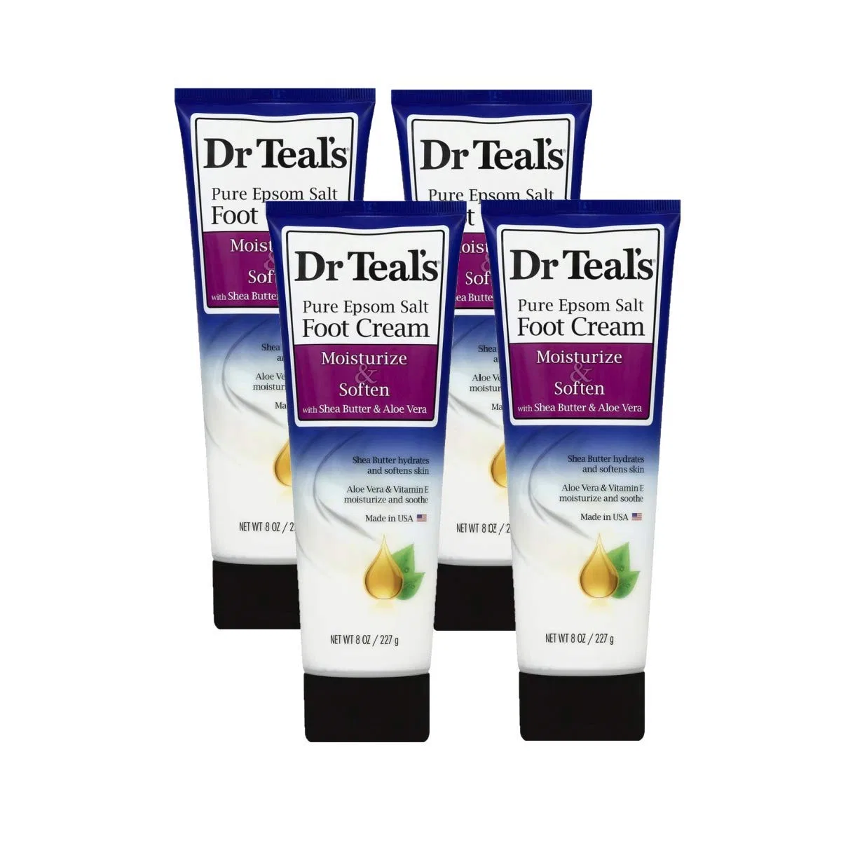 Крем для ног с эпсомской солью, Dr Teal's, Алоэ Вера, 8 унций, 4 шт