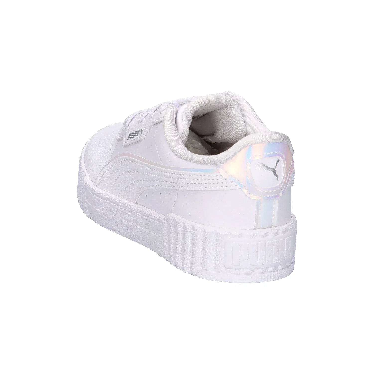 Детские кроссовки для девочек с блестящей пяткой Carina 3.0 Holo 2.0 PS Puma, Weiss Silber — фото 4