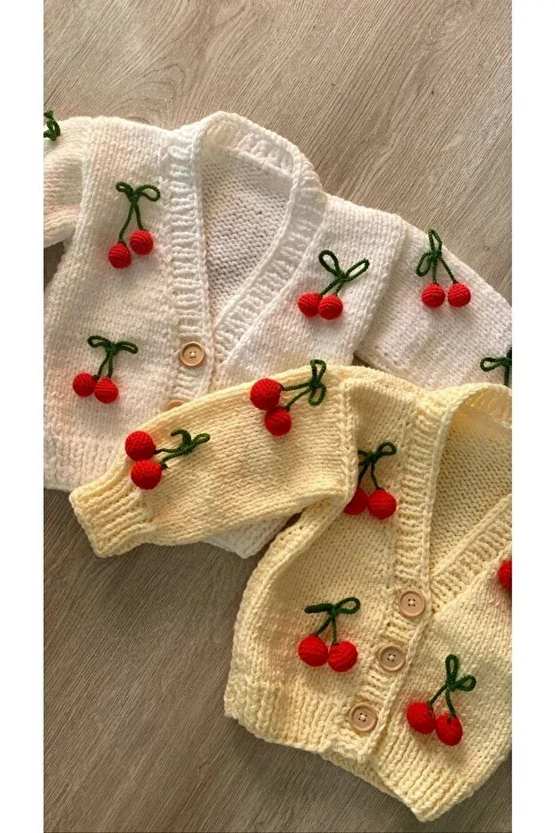 Детский кардиган для девочек с флоральным принтом Hobihanem Tuhafiye, Cherry White — фото 3