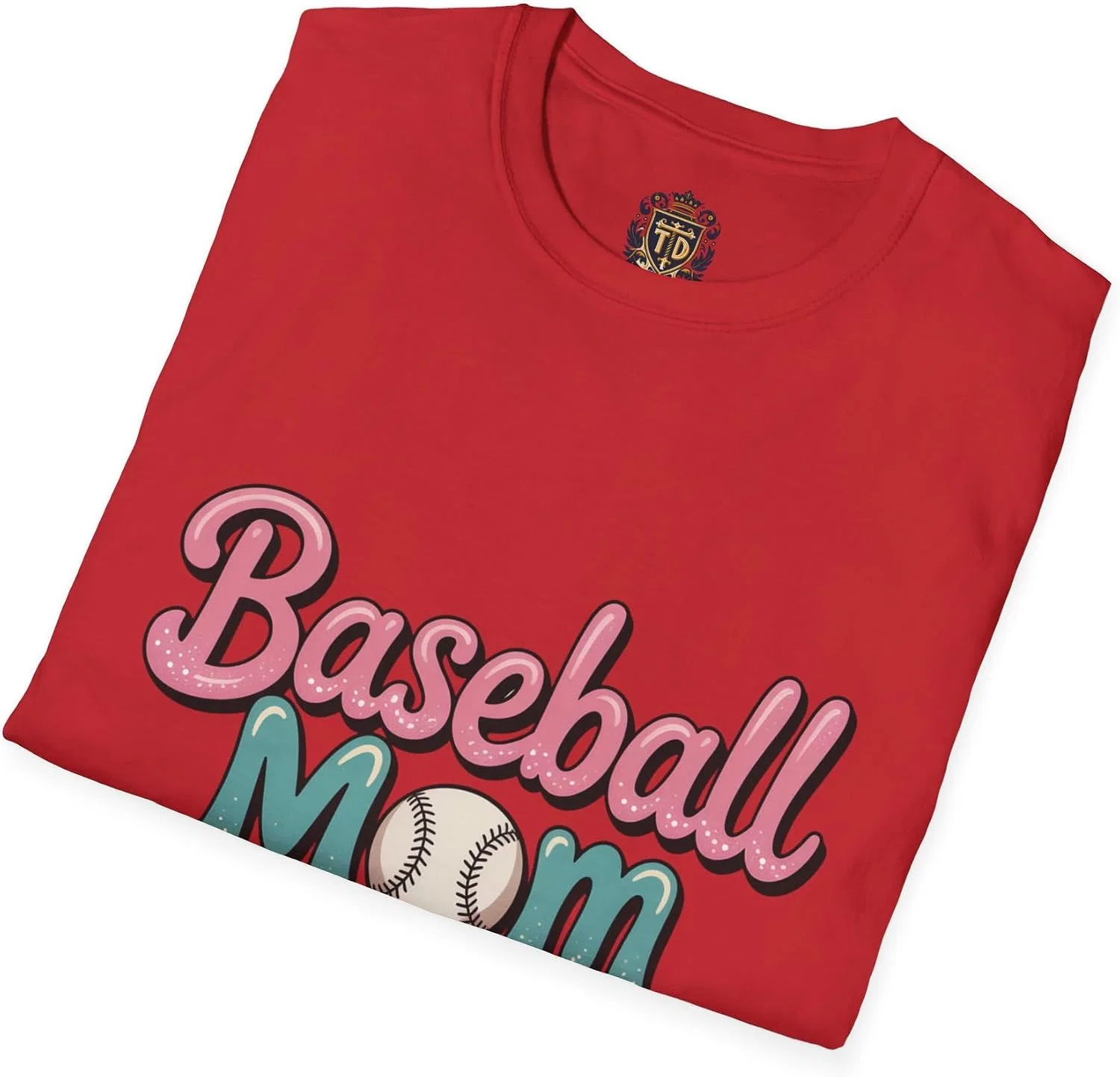 Мужская футболка с принтом Baseball Mom, красный — фото 4