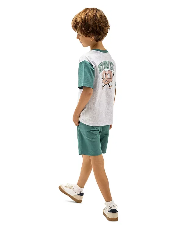 Детская футболка для мальчиков с принтом NYC Pretzel Raglan Tee Miles The Label, Light Heather — фото 4