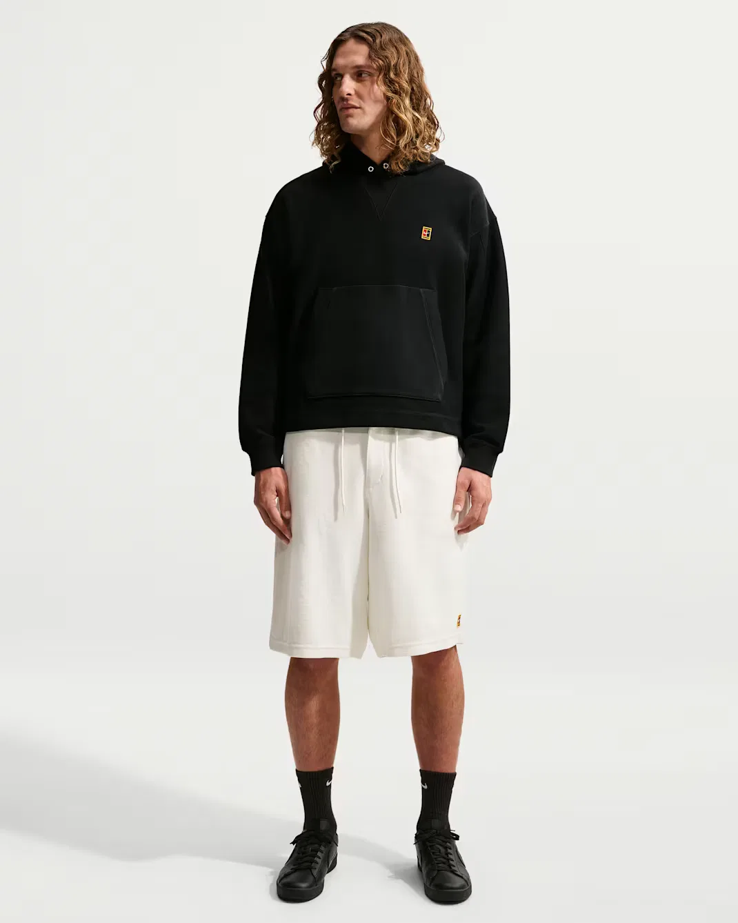 Мужская толстовка с капюшоном из французского махрового трикотажа Nike Club Rules, Black/Sail — фото 4