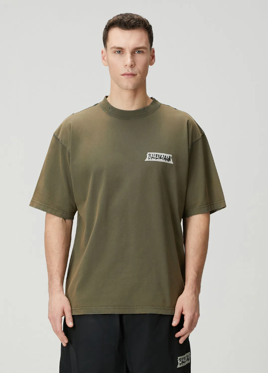 Футболка с принтом Balenciaga, khaki