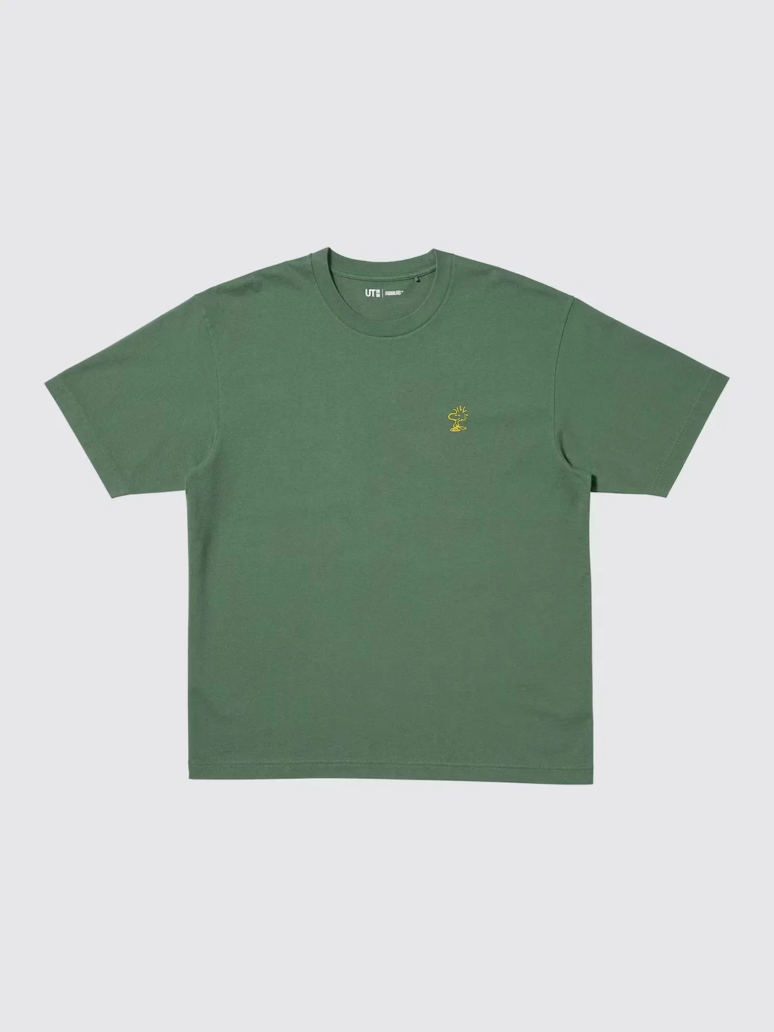 Футболка Peanuts Uniqlo, с графическим принтом персонажей, оливковый — фото 4