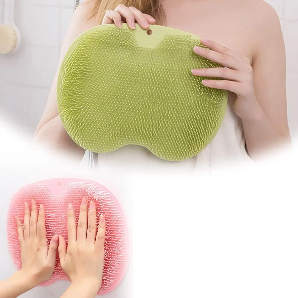Душ-скраб для ног и спины с антискользящими присосками ZeTjieXing, 31x25.5x4 см, Зеленый