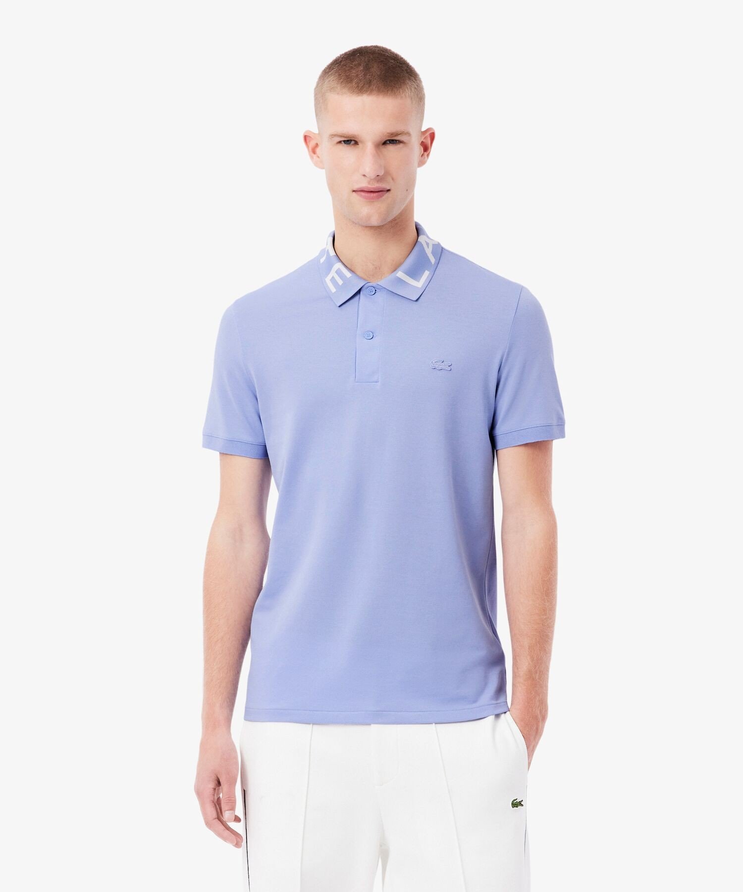 Рубашка-поло LACOSTE с жаккардовым воротником, Light blue