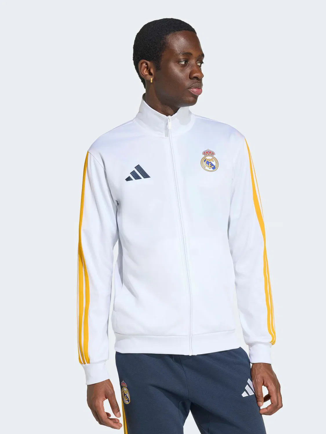 Спортивная толстовка на молнии Adidas Performance REAL DNA белого цвета — фото 4