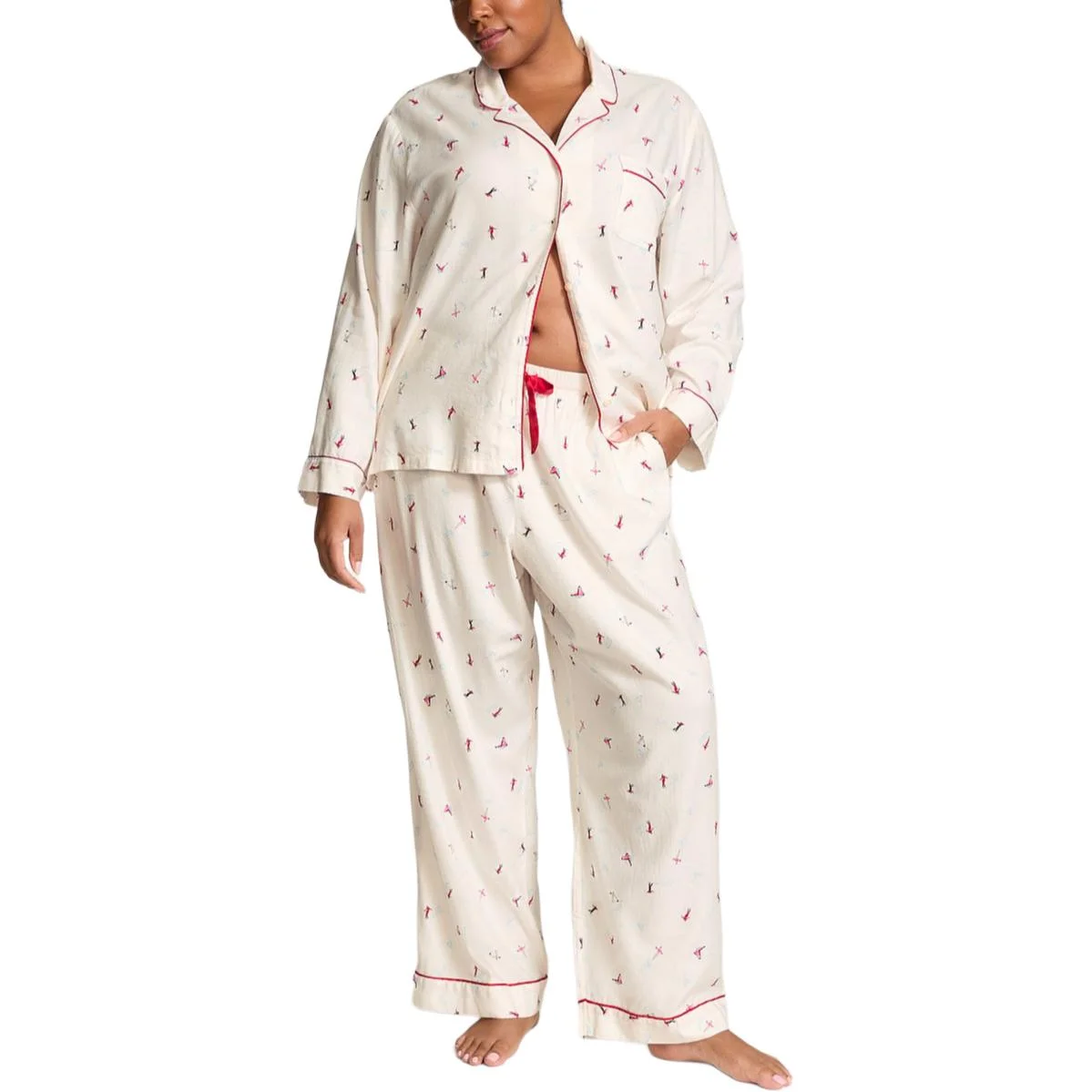 Пижамный комплект Victoria's Secret Flannel Long, слоновая кость