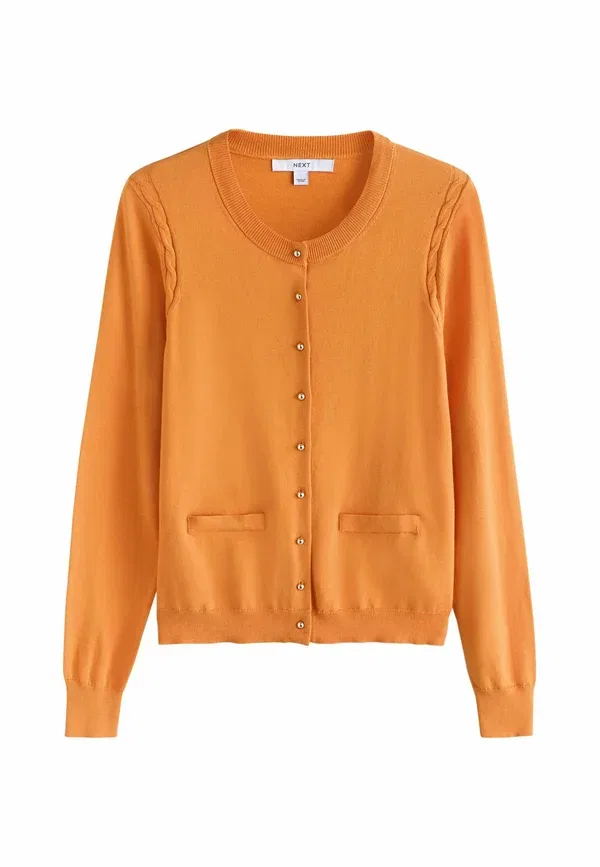 Кардиган вязаный Petite fit - soft touch cotton rich crew neck cardigan Next, Orange, оранжевый