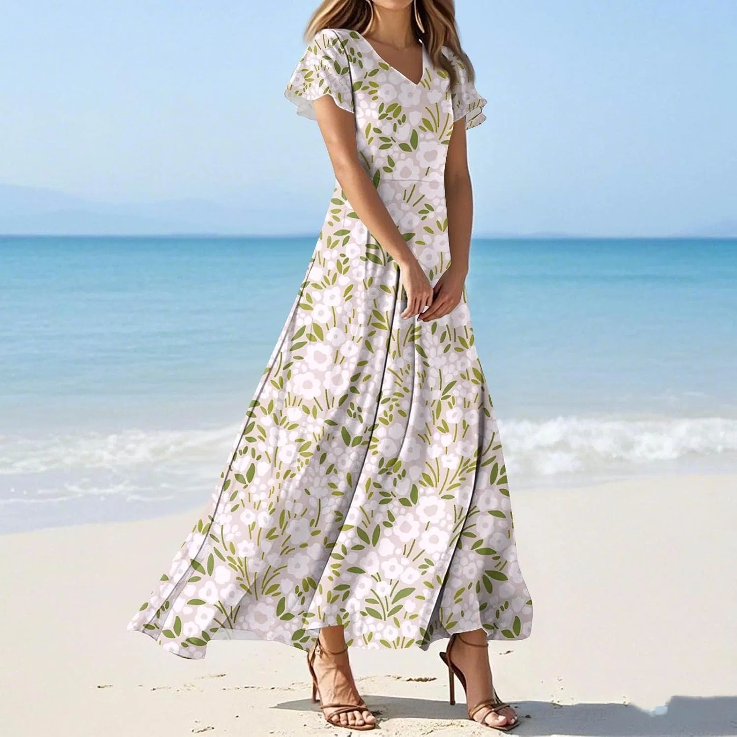 Женское платье-трапеция с длинным рукавом, модель Boho Sun, мультиколор — фото 2