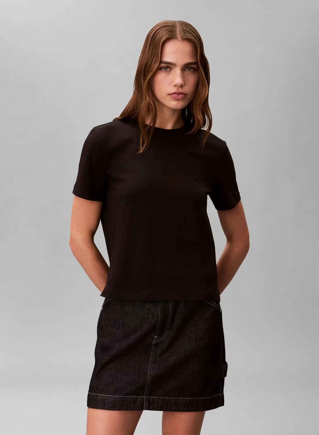 Футболка классическая с логотипом Calvin Klein, черный