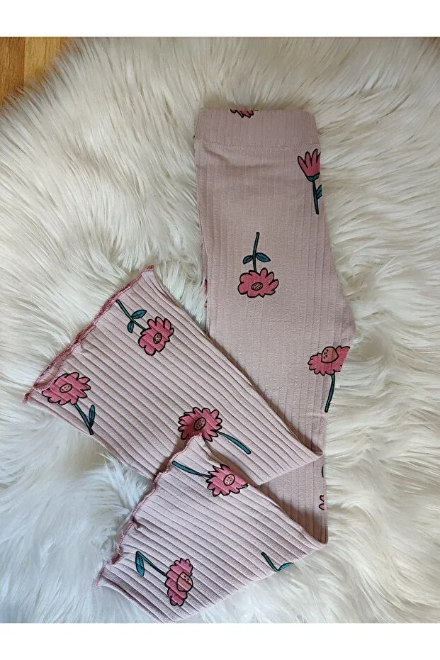 Детские леггинсы для девочек с принтом Lilac Flower Spanish Leg Children's Leggings Elastic Waist Babyelisco, Lilac — фото 2