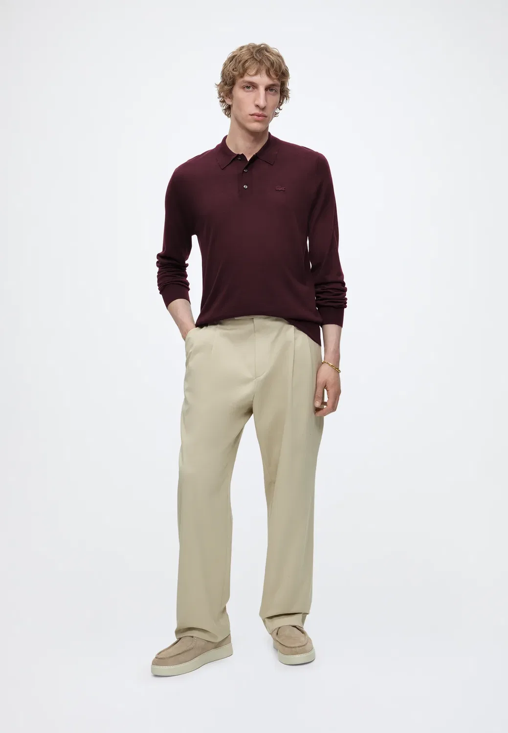 Вязаная рубашка поло - поло-рубашка Lacoste, Brown — фото 2
