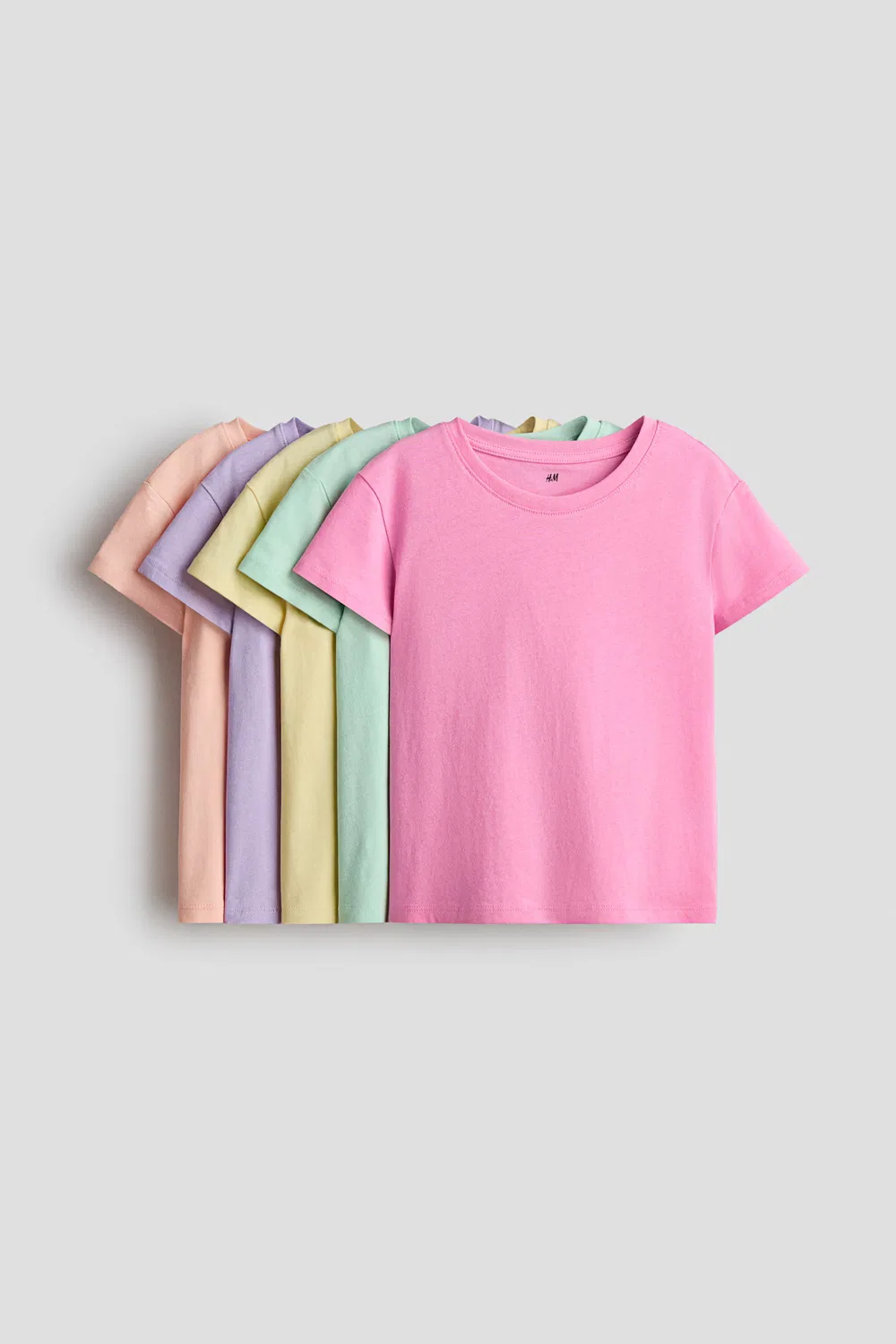 Набор из 5 футболок H&M, Hellrosa/Hellgrün/Gelb