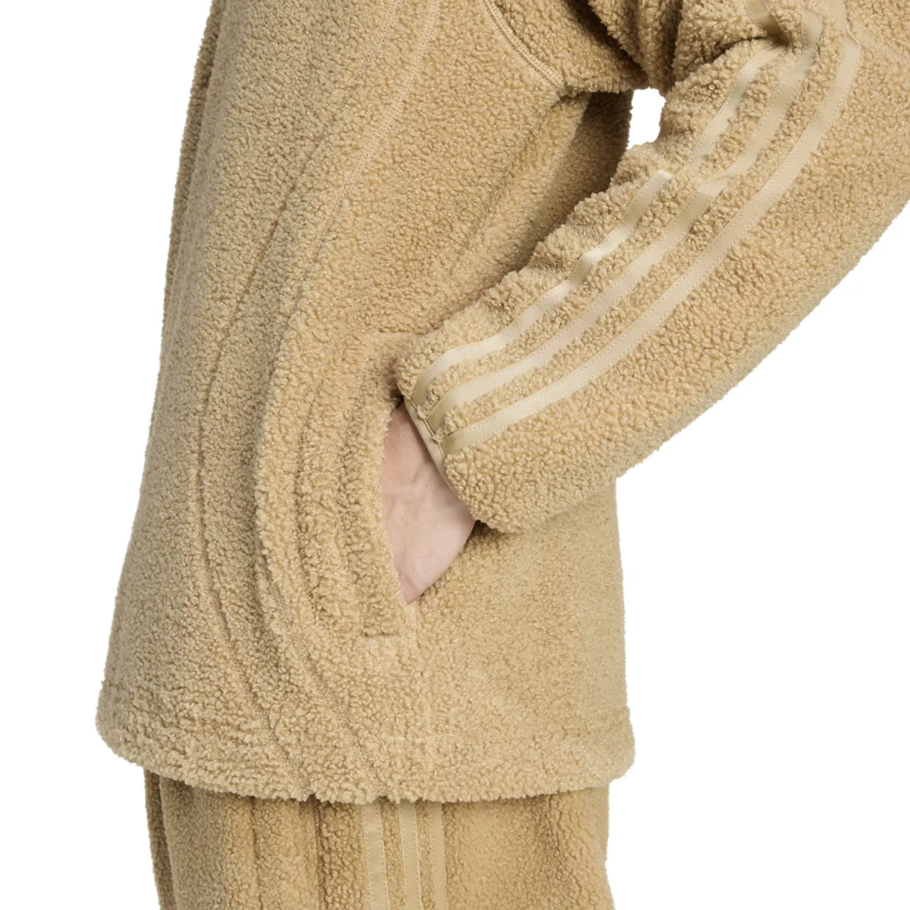 Мужская толстовка Borg Quarter-Zip Adidas, цвет Brown/Tan — фото 4