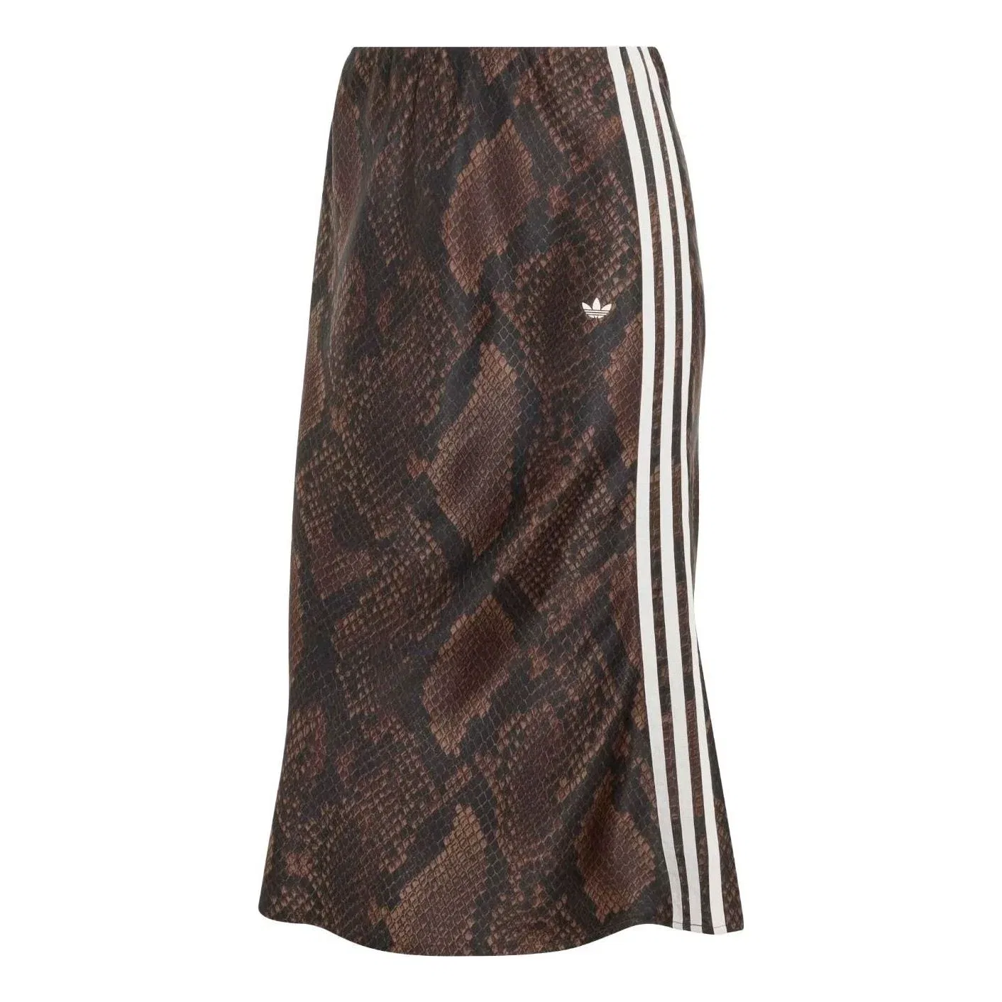 Женская юбка-миди с принтом Adidas Snake Print Satin Skirt, коричневый