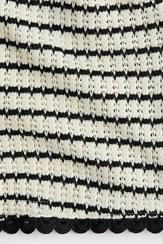 Детские шорты для девочек с полосками H&M, Light Beige/Black Stripes — фото 2