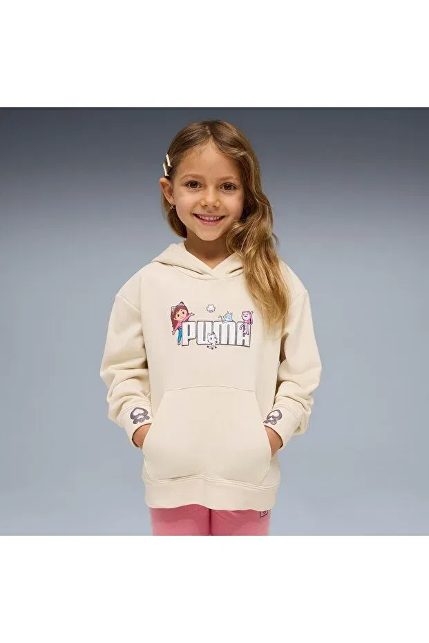 Детское худи с принтом Girls' Sweatshirt Puma, Off White — фото 3