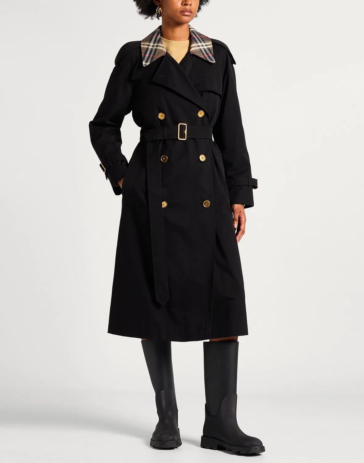 Женское тренчкот из твила Burberry, черный — фото 2