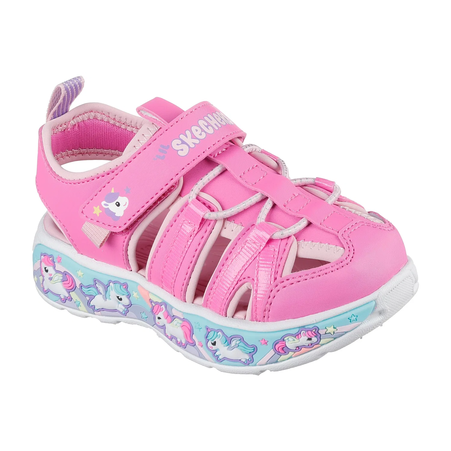 Детские сандалии-босоножки с цветной подошвой Skechers, Pink
