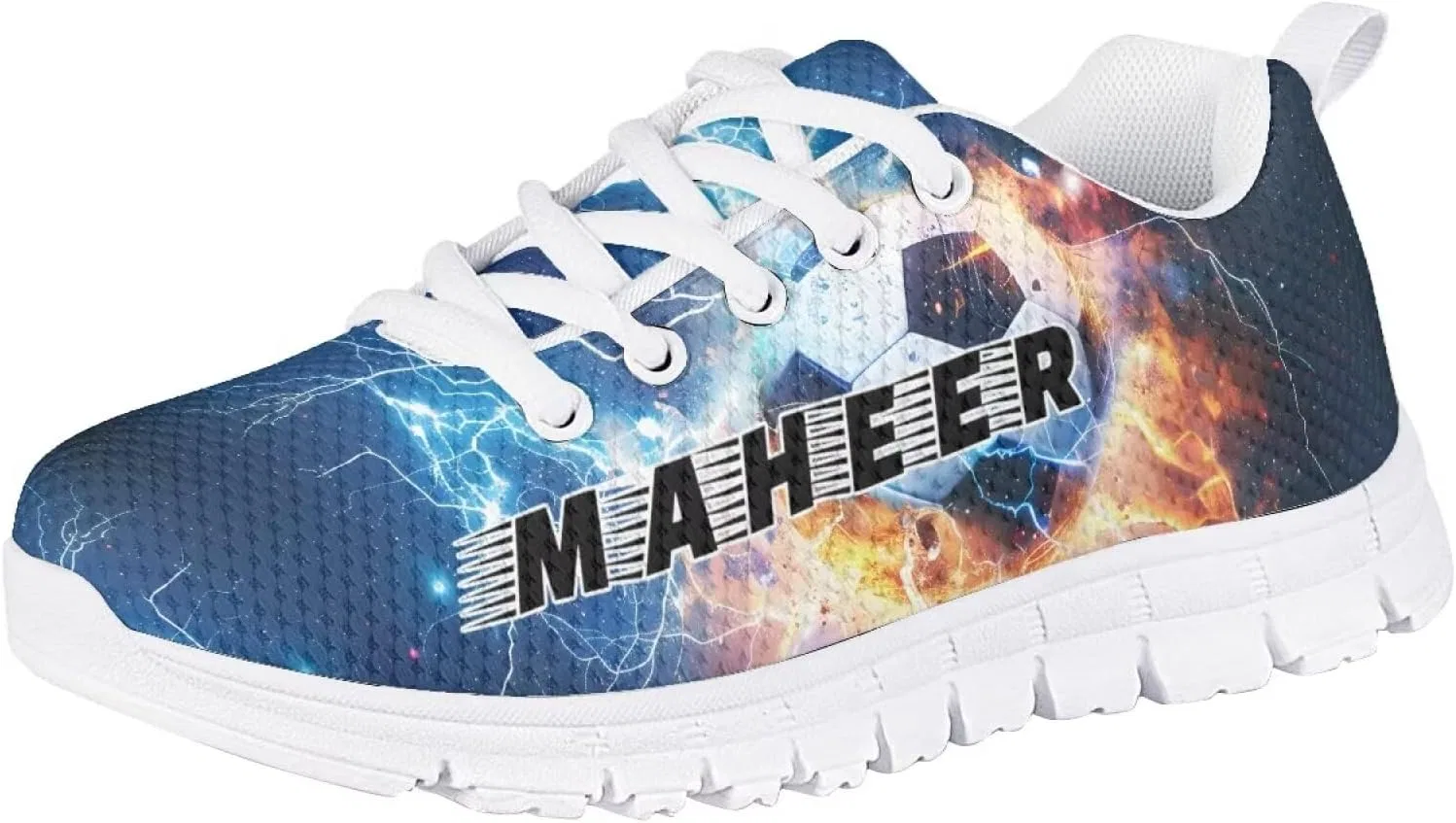 Детские кроссовки с дышащим верхом для мальчиков HUISEFOR, Soccer Fire Water Lightning-Custom Name