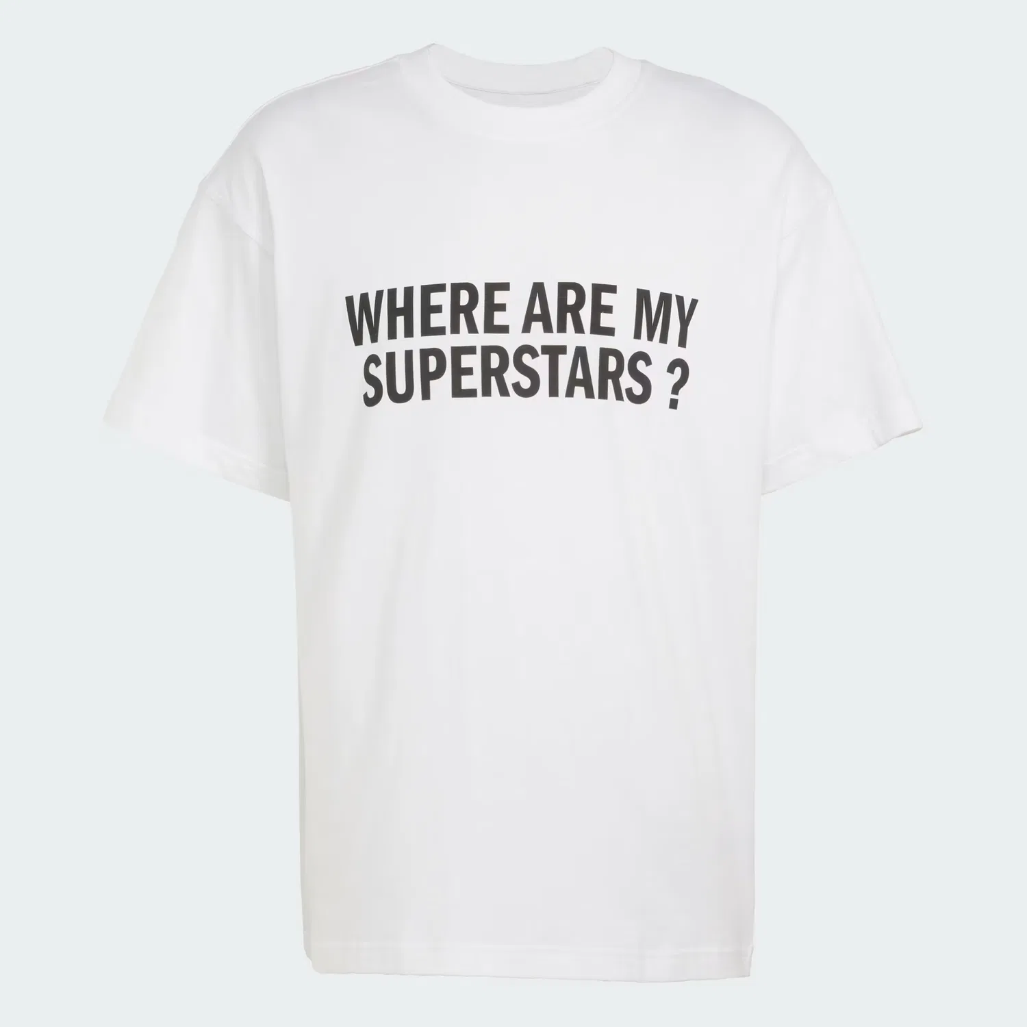 Мужская футболка с принтом Where Are My Superstars Adidas Originals, белая — фото 4