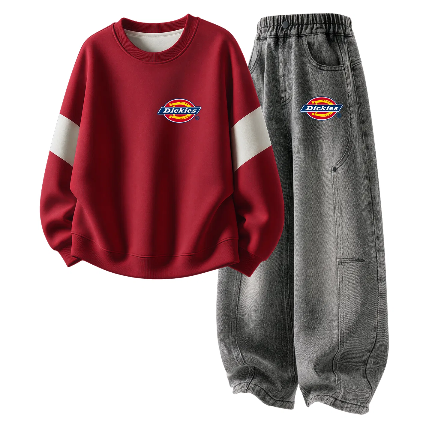 Детский комплект спортивной одежды с принтом Dickies, Burgundy/Gray Black
