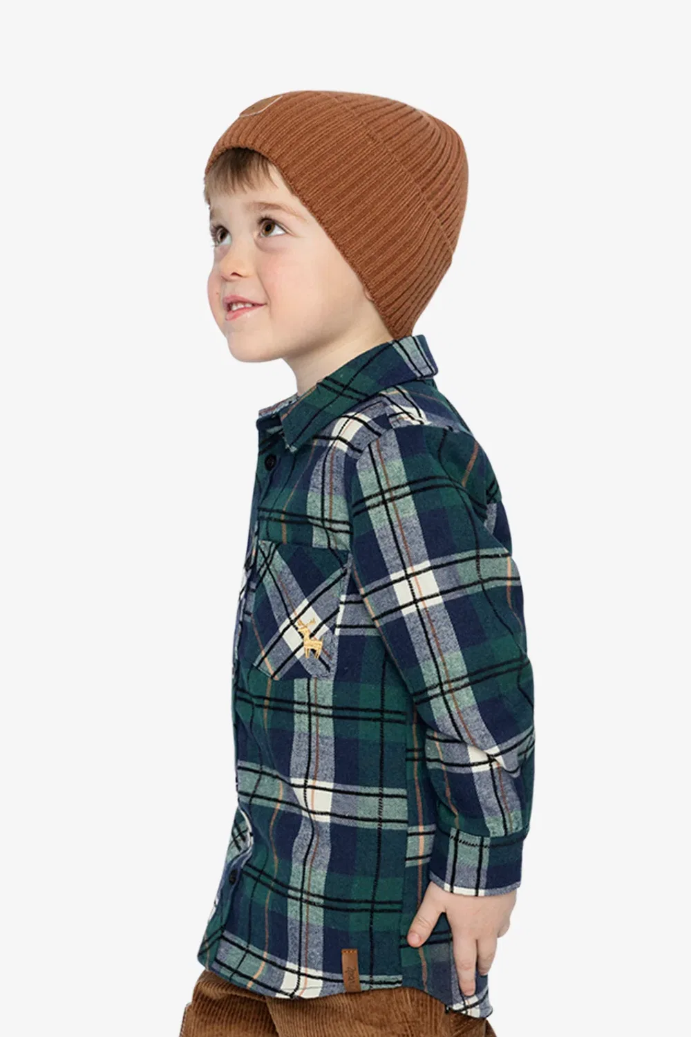 Детская рубашка в клетку с длинным рукавом Christmas Couture Deux par Deux, Blue and Green Checks — фото 3