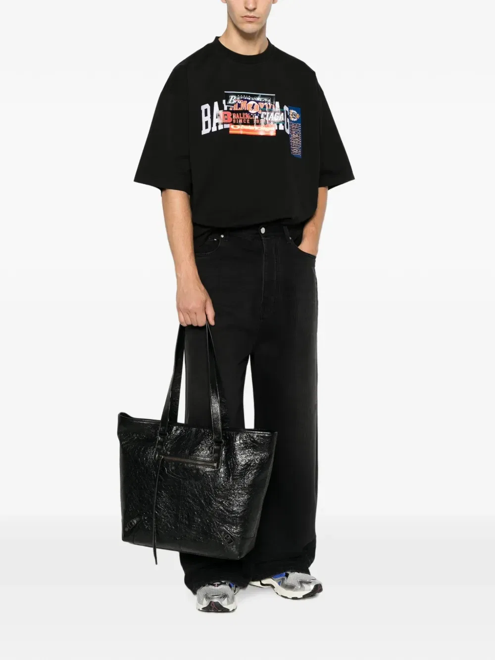 Футболка оверсайз с графическим принтом Balenciaga, черный — фото 2