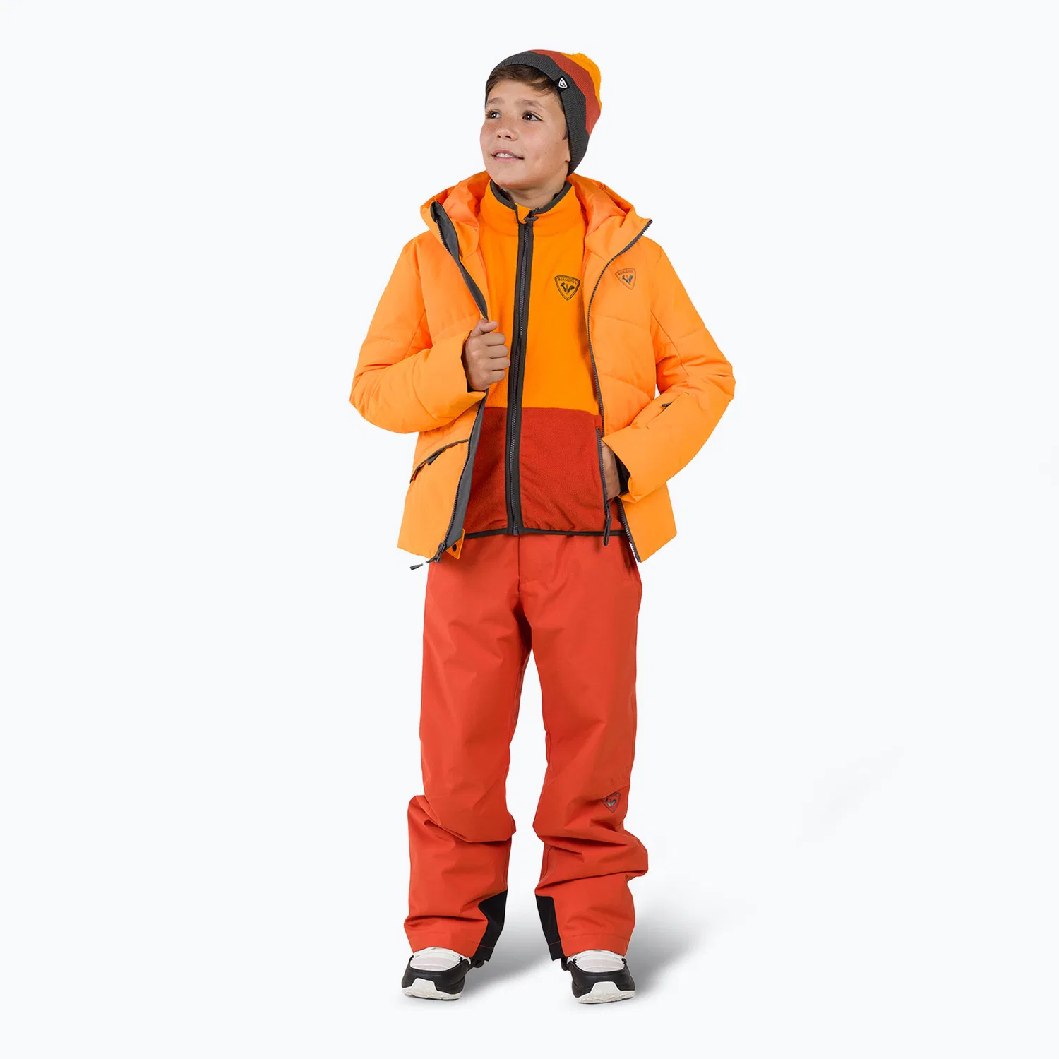 Детское флисовое худи с принтом Rossignol Jr Strawpile Fleece Fz, Orange — фото 2