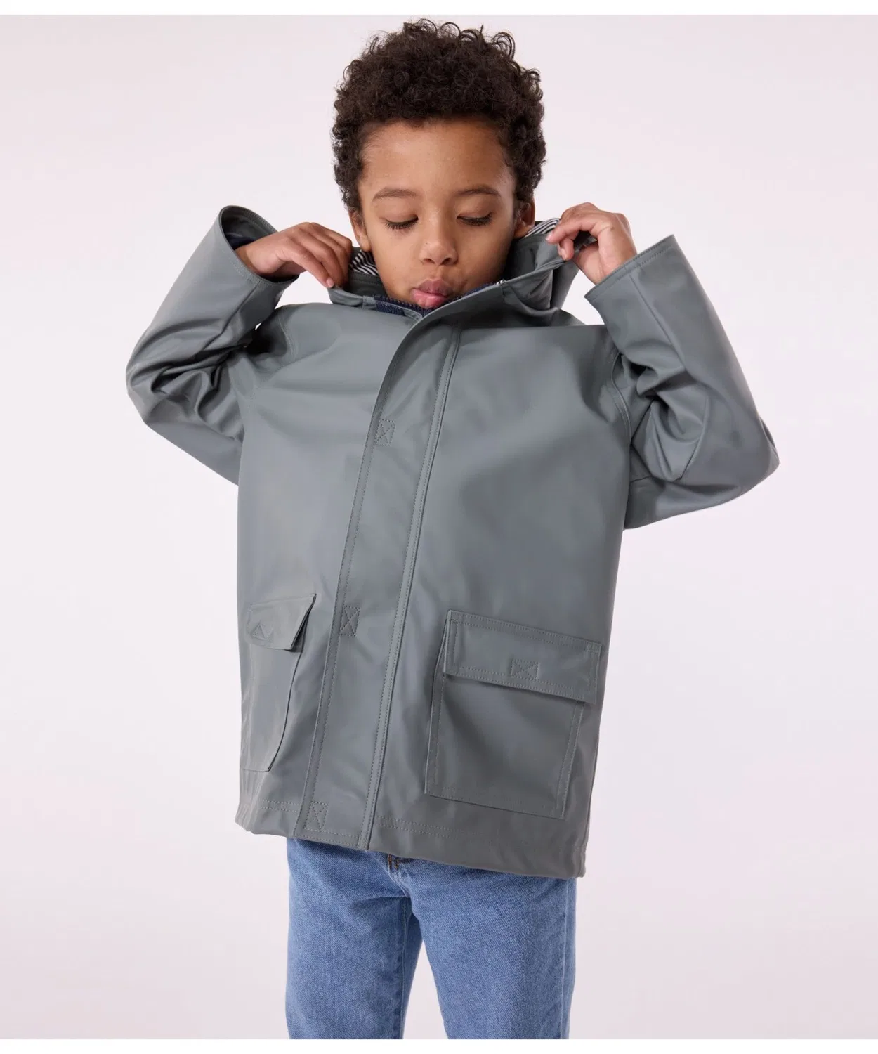 Детская куртка-парка с капюшоном, водоотталкивающая PETIT BATEAU, Khaki — фото 3