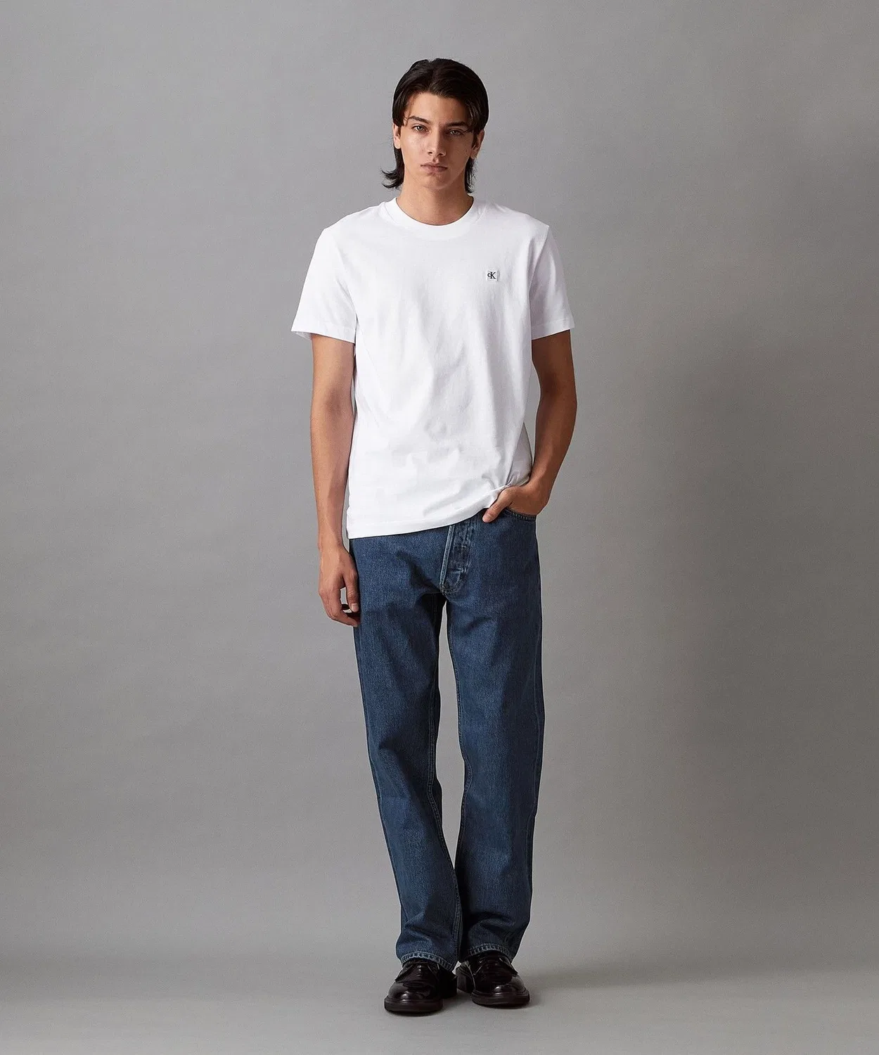 Мужская футболка с коротким рукавом, хлопковая, с брендовым значком Calvin Klein, White — фото 2