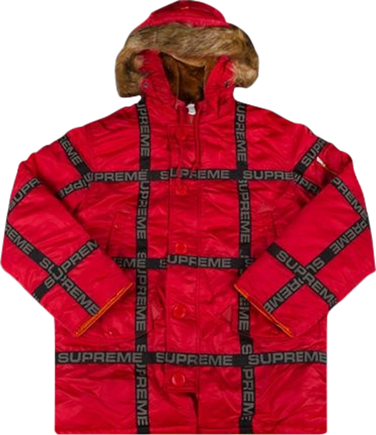 Парка Supreme Logo Tape N-3B Parka 'Red', красный - фото