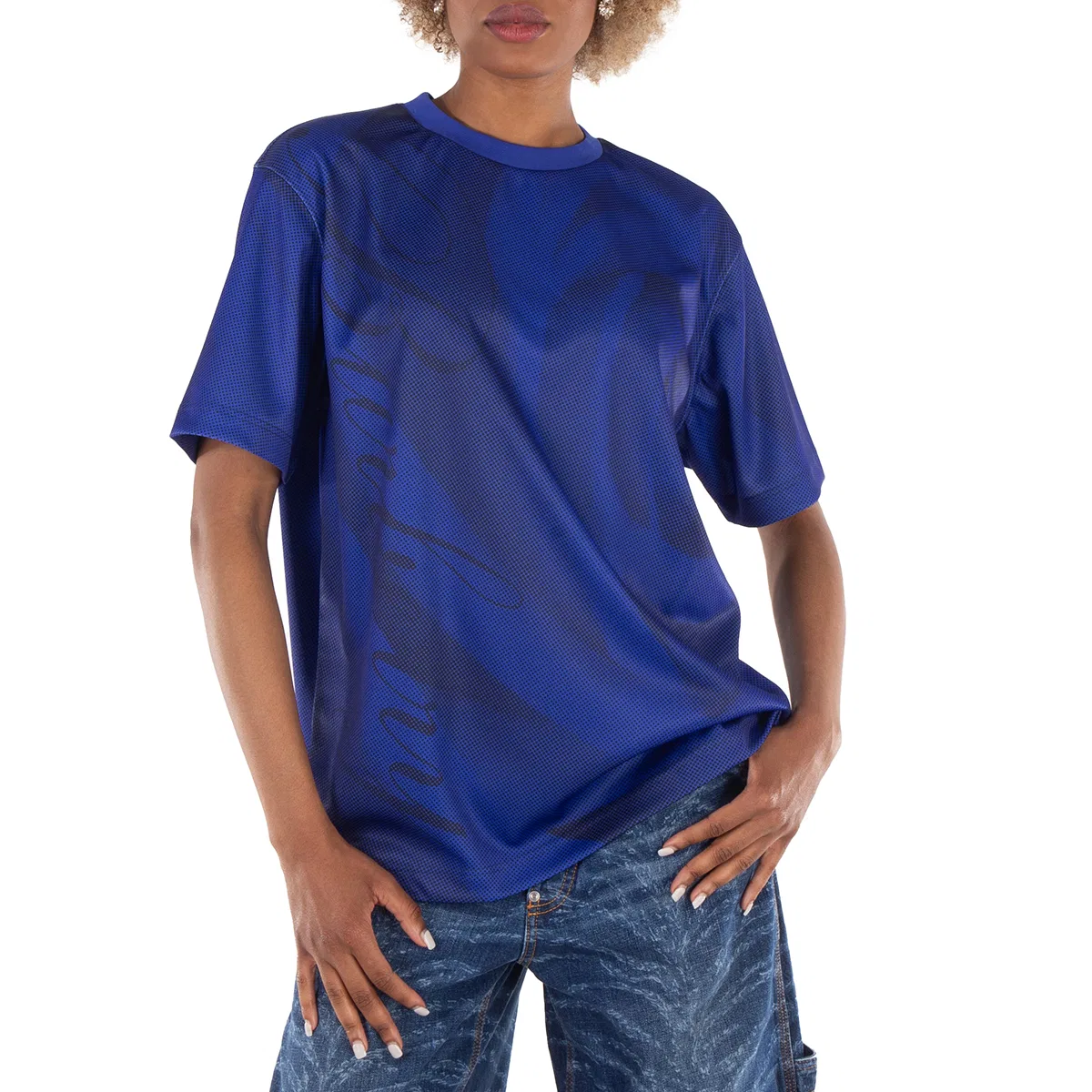 Футболка с круглым вырезом и принтом розы Crew Neck Rose Print T-Shirt Burberry, Knight Ip Pattern