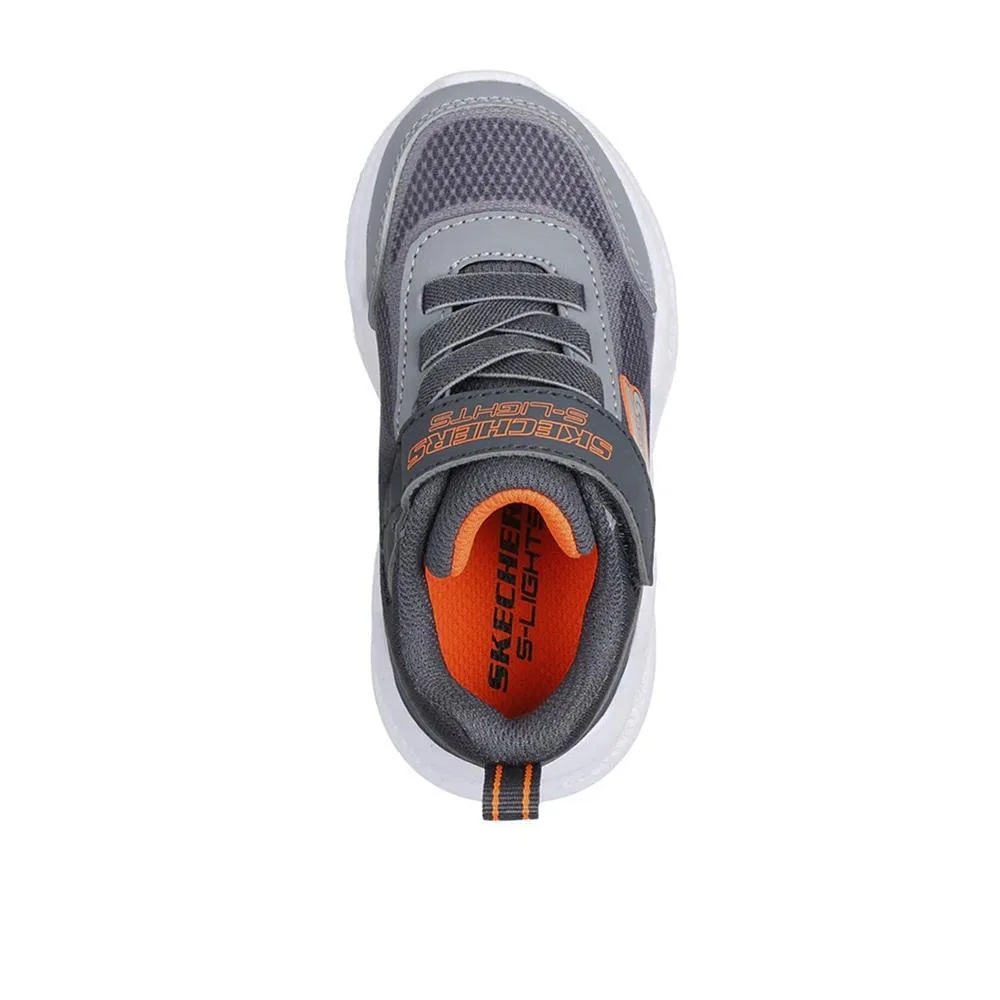 Детские кроссовки с эластичными шнурками S Lights Skechers, Grau / Mango — фото 3