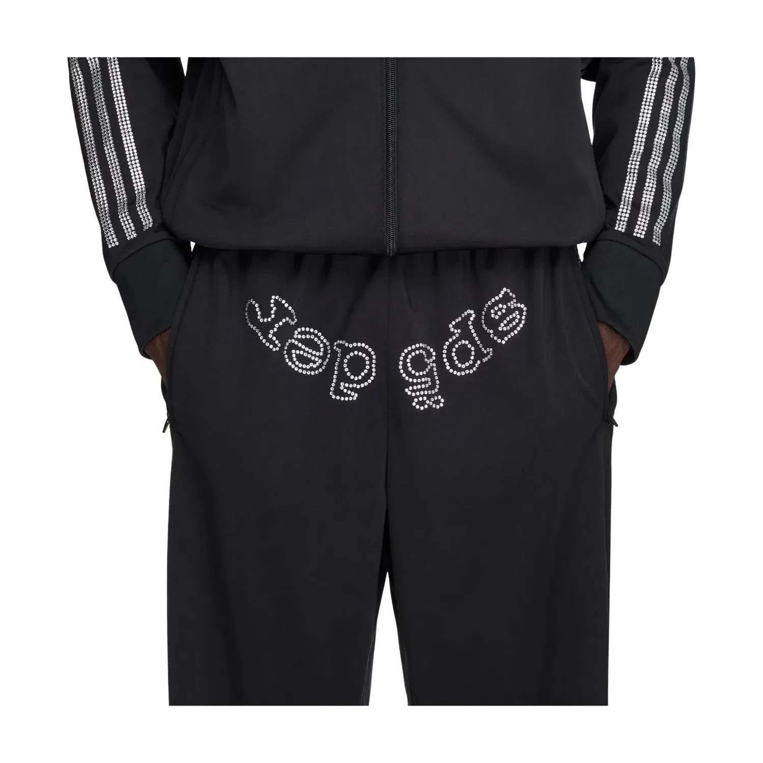 Мужские спортивные штаны Rhinestone Track из коллекции Adidas x Sp5der, черный — фото 2