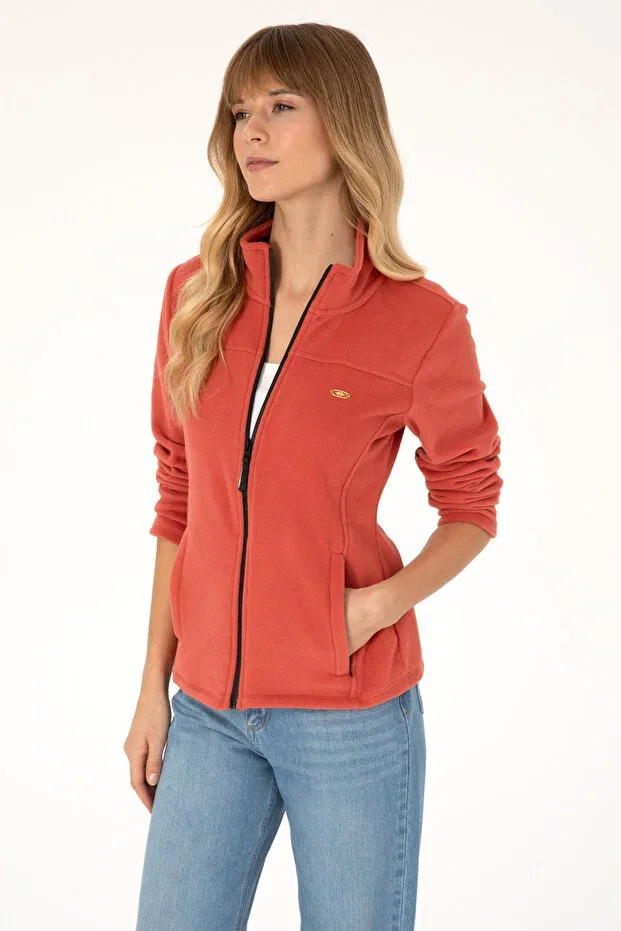 Женская флисовая толстовка на молнии с воротником-стойкой U.S. Polo Assn., Dried Rose — фото 3