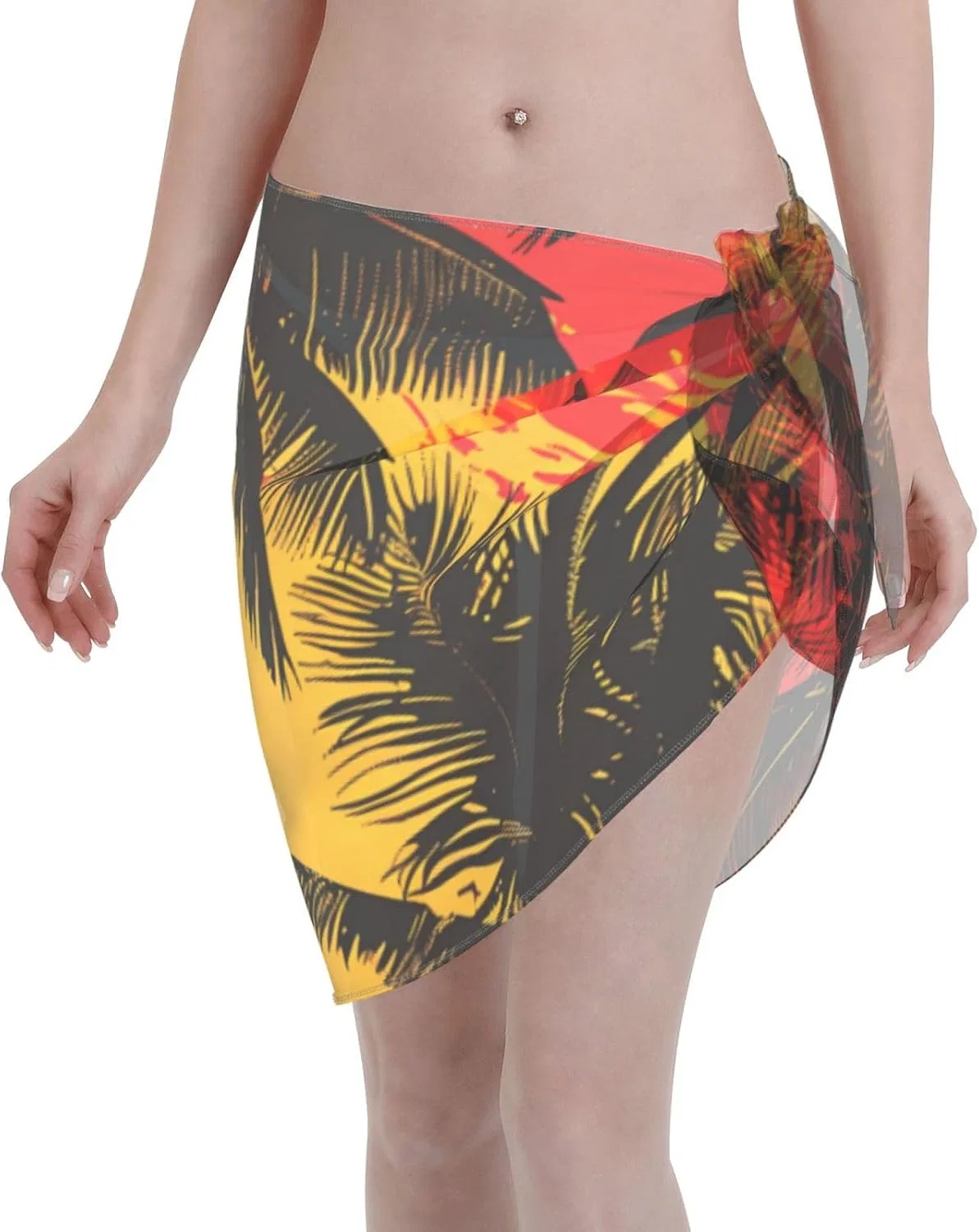 Женский пляжный саронг с принтом Red Palm Tree, Red Palm Tree 3