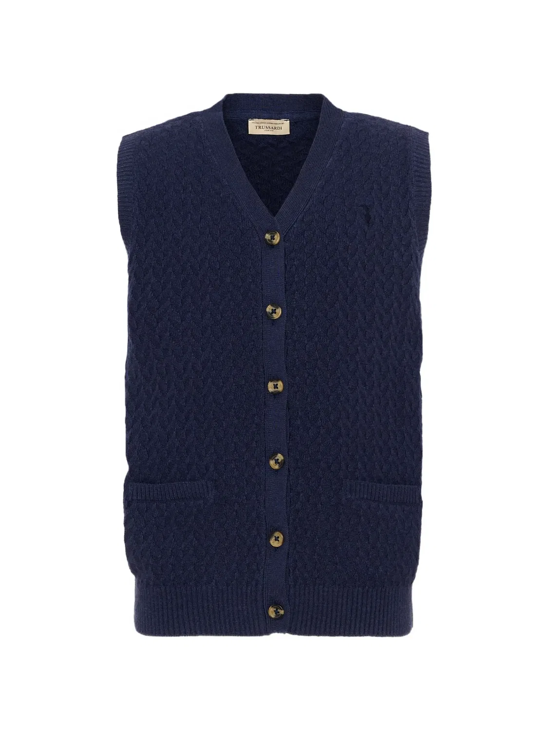 Кардиган фактурной вязки Trussardi Junior, синий