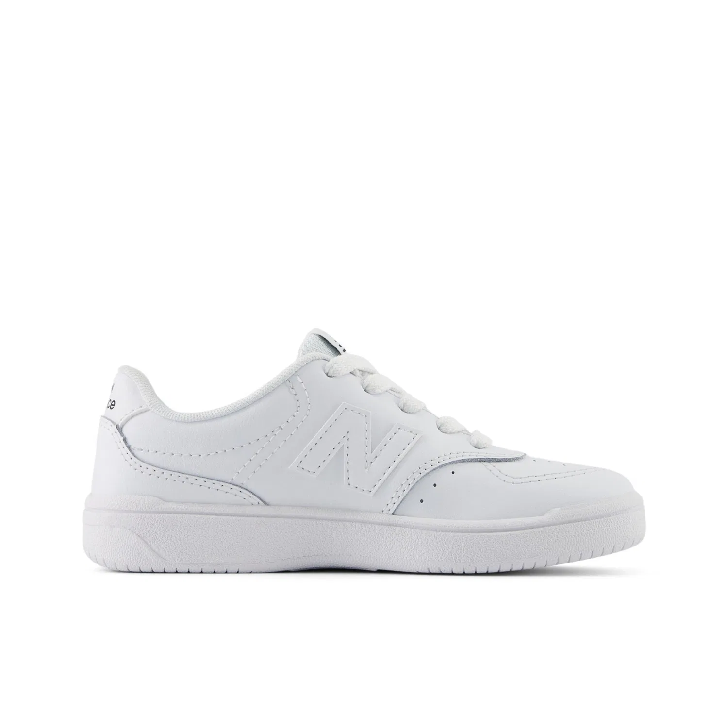 Детские кожаные кроссовки со шнуровкой New Balance, White/White — фото 2