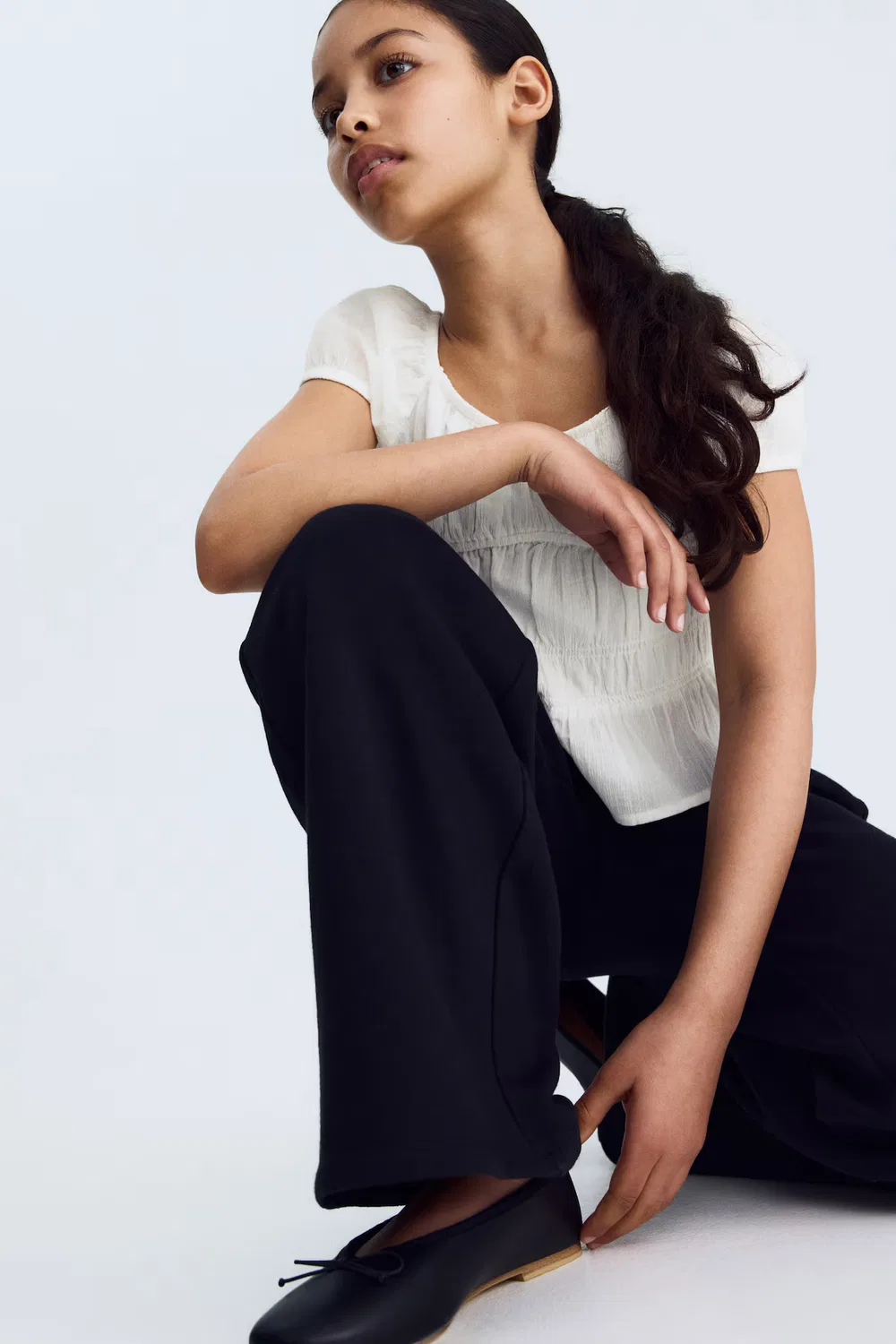 Мятая хлопковая блузка H&M, Weiß — фото 3