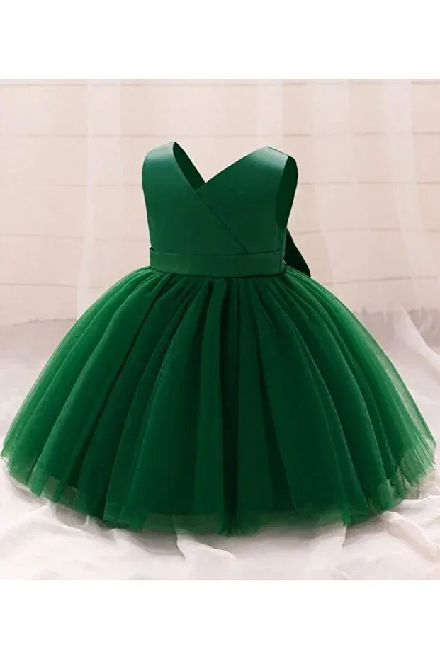 Детское платье для девочек с запахом Modest Hsnlife, Emerald Green