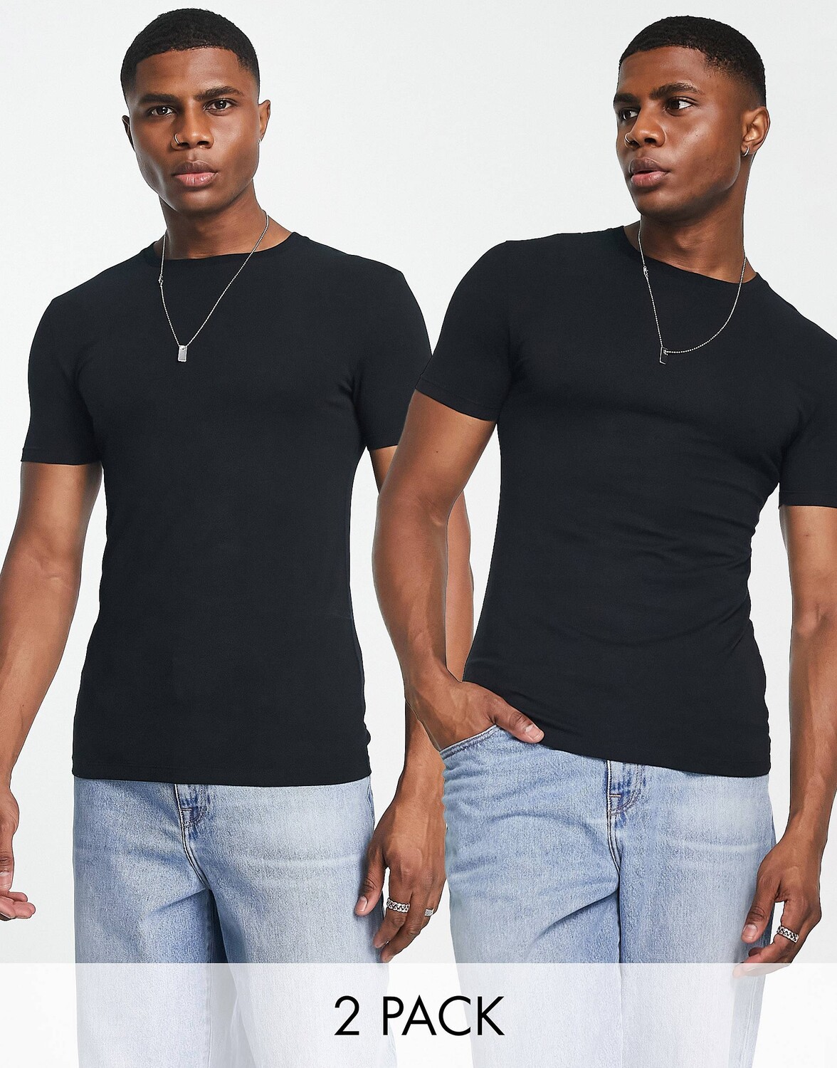 Черная футболка ASOS DESIGN (2 шт.) — фото 2