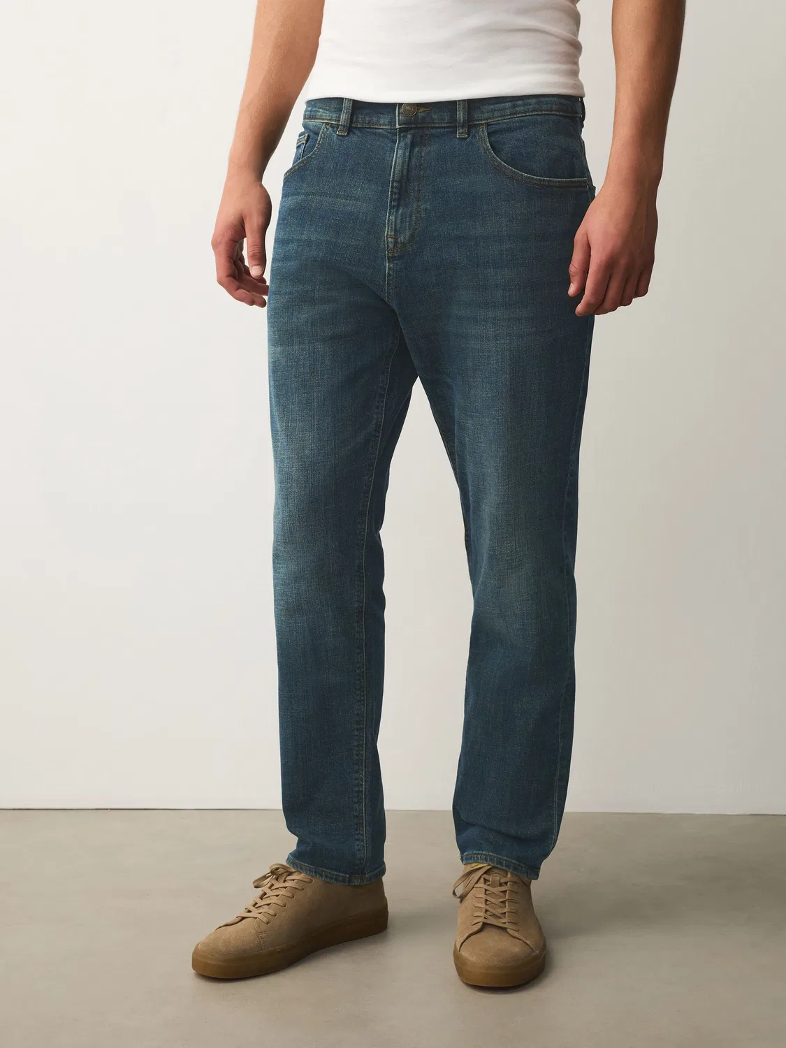 Джинсы классические, slim fit Next, сине-зеленый